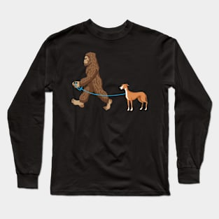 Bigfoot Dog Walk Greyhound - Sasquatch Dog Lovers Long Sleeve T-Shirt